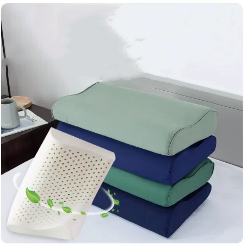 

Подушка из натурального латекса 45x28 см, Военная Зеленая детская подушка, темно-синяя подушка из латекса с защитой шеи и наволочкой