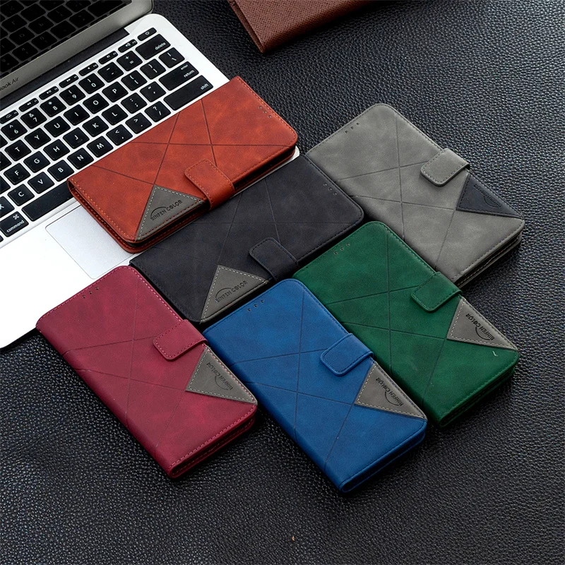 Flip Leather Wallet Cover For Samsung Galaxy A36 A16 A54 A546V A34 A14 A24 A06 M14 M34 5G Geometric Phone Bag Protect Case Funda