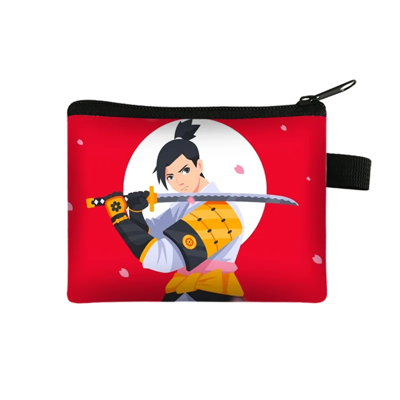 

Samurai ninja coin purse anime short polyester bag coin storage bag simple fashion unisex key bag exquisite coin storage