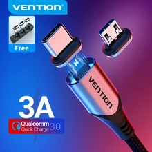Vention Magnetic Charge Cable 3A Fast Charging Micro USB Cable Magnet USB Type C Charging Data Wire for Mobile Phone USB Cord
