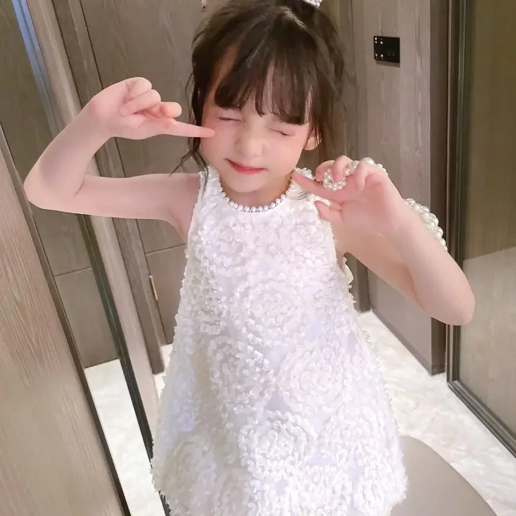 

RiniLucia Baby Girls Dresses Summer Sleeveless Bowknot Dress Kids Princess Dress Children's Clothing Party Dresses for Girls
