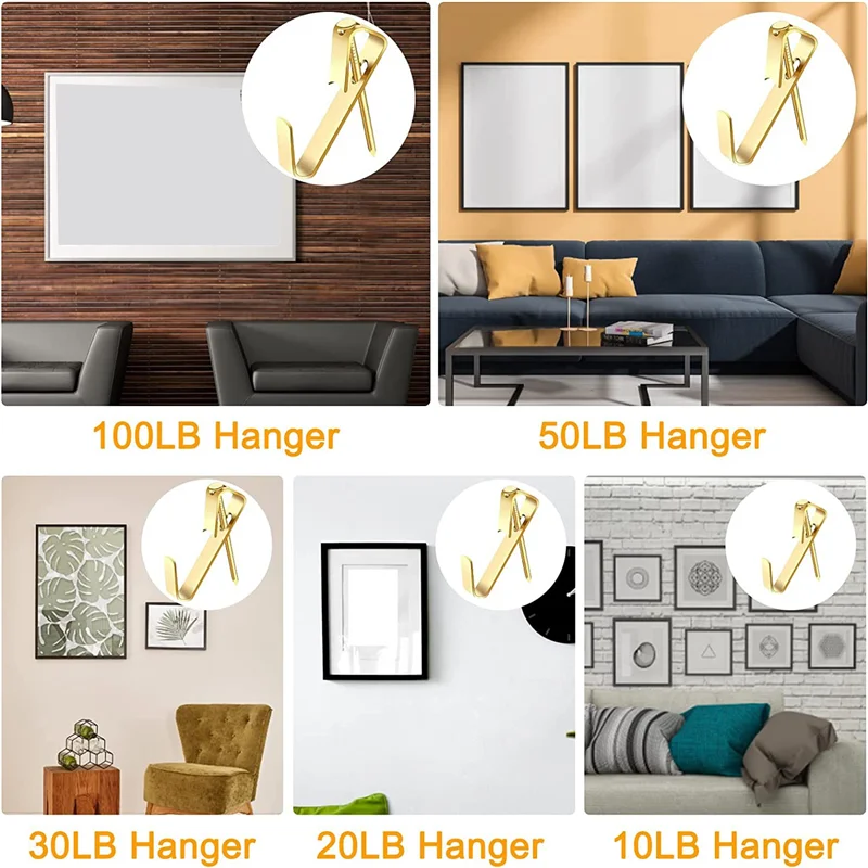 Набор крючков для подвешивания картин 136 шт. 5 размеров 10/20/30/50/100 фунтов