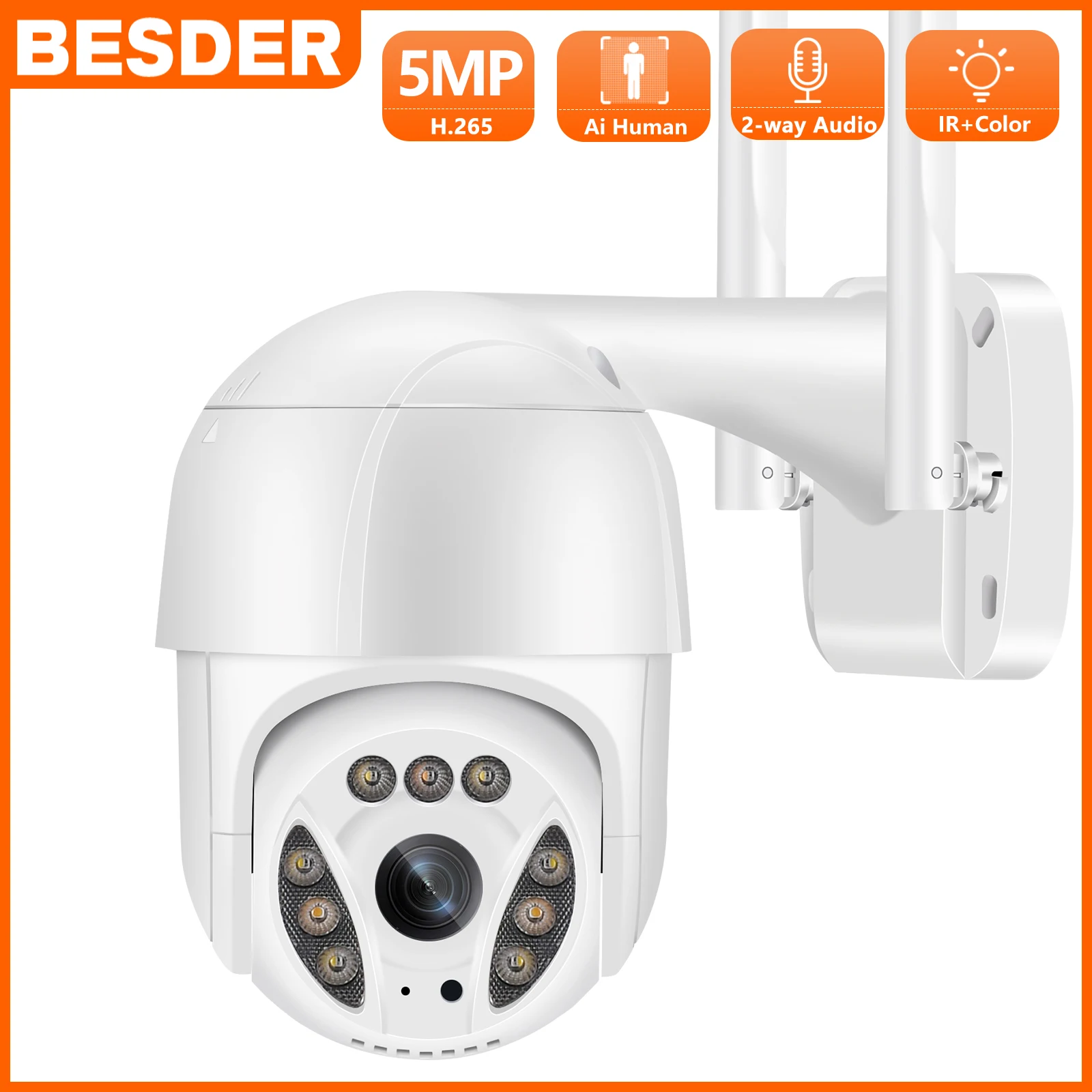 

5MP 3MP 2MP PTZ WIFI IP Camera Ai Human Detection 5X Digital Zoom Outdoor Color IR Night Vision Wireless Security CCTV Camera