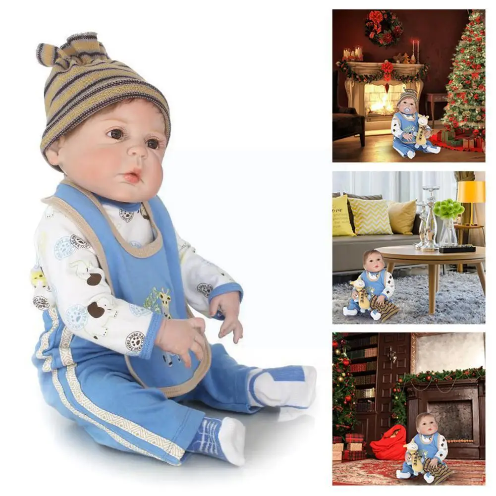 

22 Inch Realistic Reborn Dolls Baby Body Silicone Limbs Boy Dolls Baby Toy For Toddler Kids Birthday Xmas Gifts P0f7