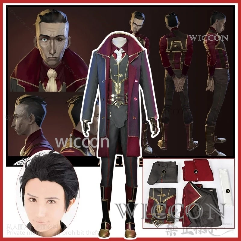 Аниме игра LOL Arcane косплей Silco костюм парик военная форма плащ ботинки для мужчин