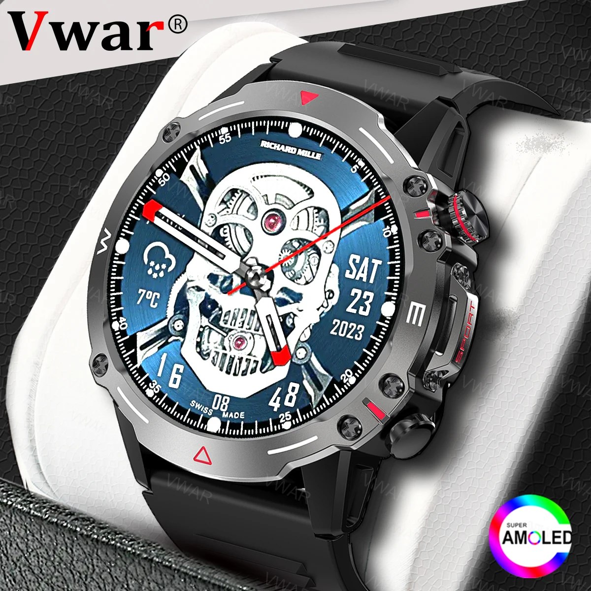 

Rugged Smart Watch AMOLED AOD for Xiaomi Samsung iPhone IP68 Waterproof Bluetooth Call Military Men Smartwatch T-Rex Ultra