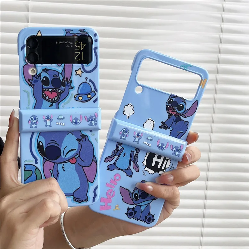 

Luxury Disney Stitch Couple Phone Case For Samsung Galaxy Z Flip 3 4 5G ZFlip3 ZFlip4 Flip3 Flip4 Cover send girlfriend