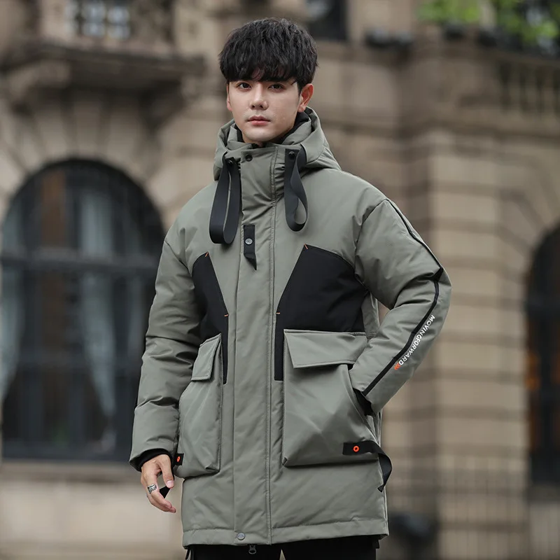 

New 90% White Duck Down Jackets for Men Women Trendy Mid-length Hooded Winter Down Coat Couple Warm Parker 2022