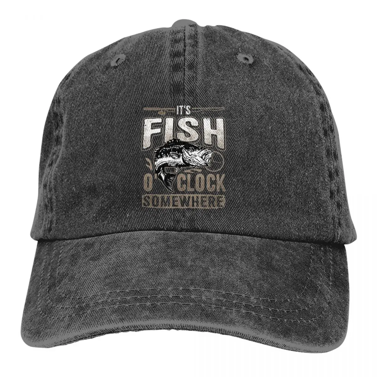 

Washed Men's Baseball Cap It's Fish O'clock Somewhere Trucker Snapback Caps Dad Hat Carp Fishing Fisher Golf Hats