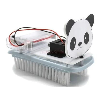 Panda brush car diy hand-assembled vibration model toy science and technology small invention student training and educational