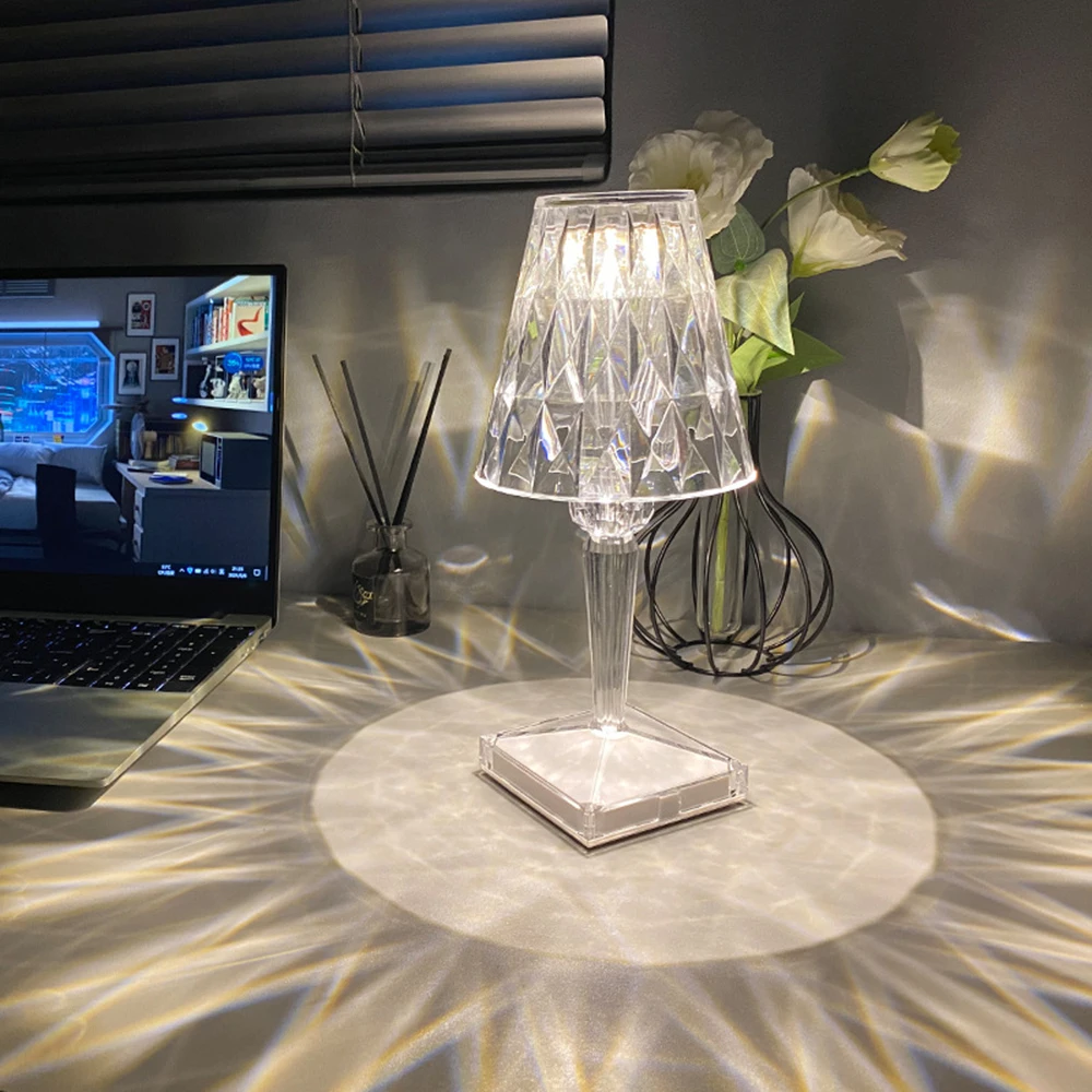USB LED Crystal Diamond Night Light Touch Table Lamp Rose Projector 3/16 Colors Romantic Bedroom Decor Atmosphere Lighting 2022 |