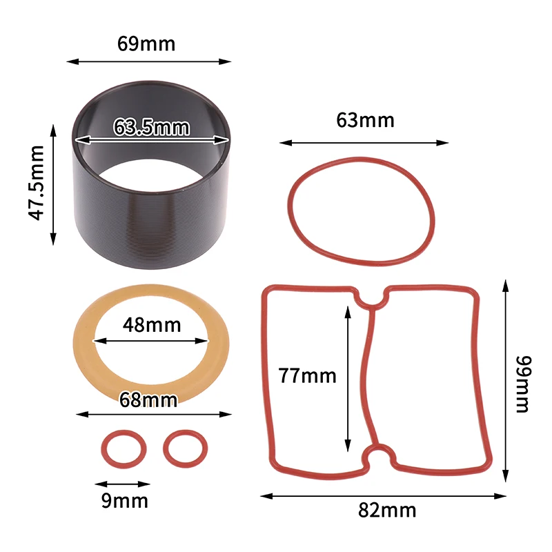 1 комплект, высококачественный вакуумный насос, безмасляный бесшумный воздушный компрессор, втулка цилиндра, комплект поршневых колец цилиндра для бесшумного воздуха 550 Вт-1500 Вт