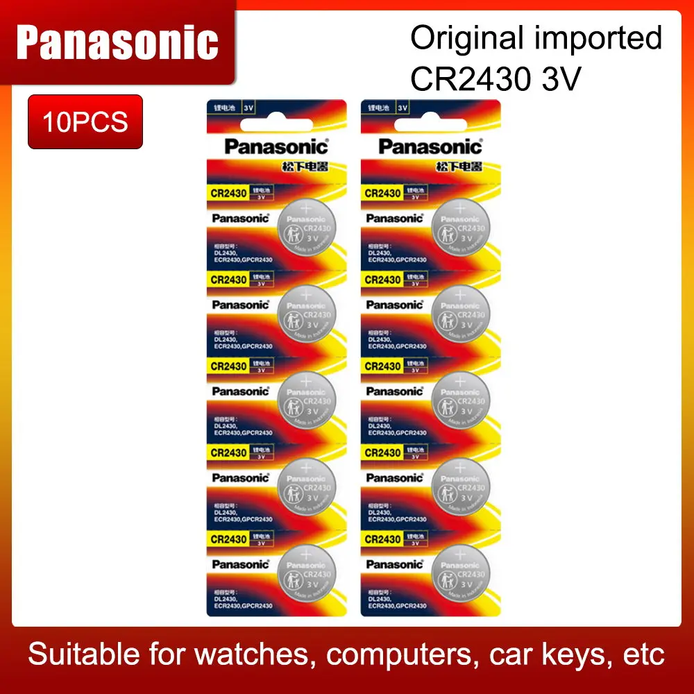 

10pc Panasonic 3v CR2430 CR 2430 Button Lithium Coins Cells Battery Watch Clock Batteries For Calculator Computer Remote Control