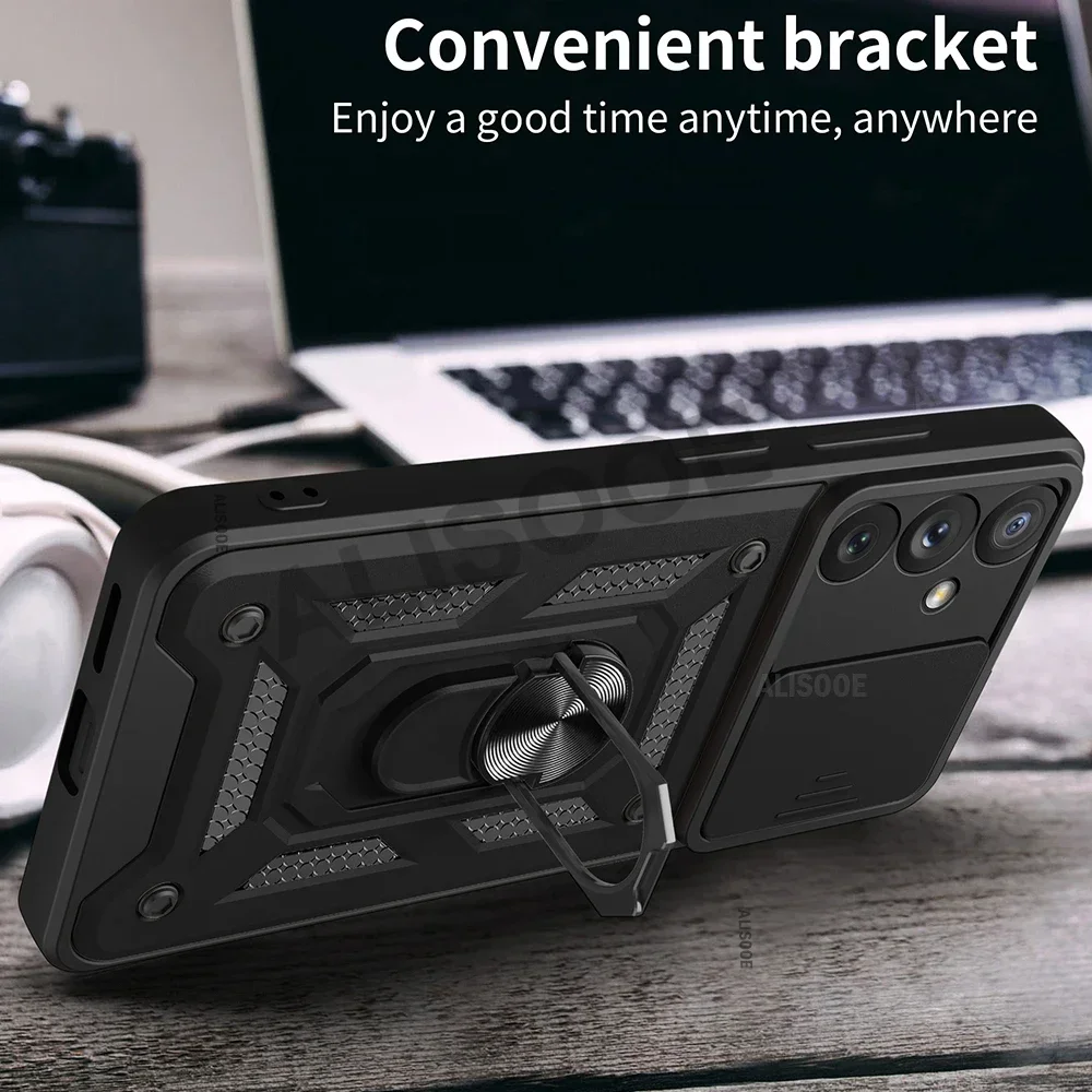 Чехол Slide Camera для Samsung Galaxy A15 A25 A35 A55 5G A05 A05S A14 A24 A34 A54 A13 A33 A53 A73 A12 A22 Cover Ring Holder Funda