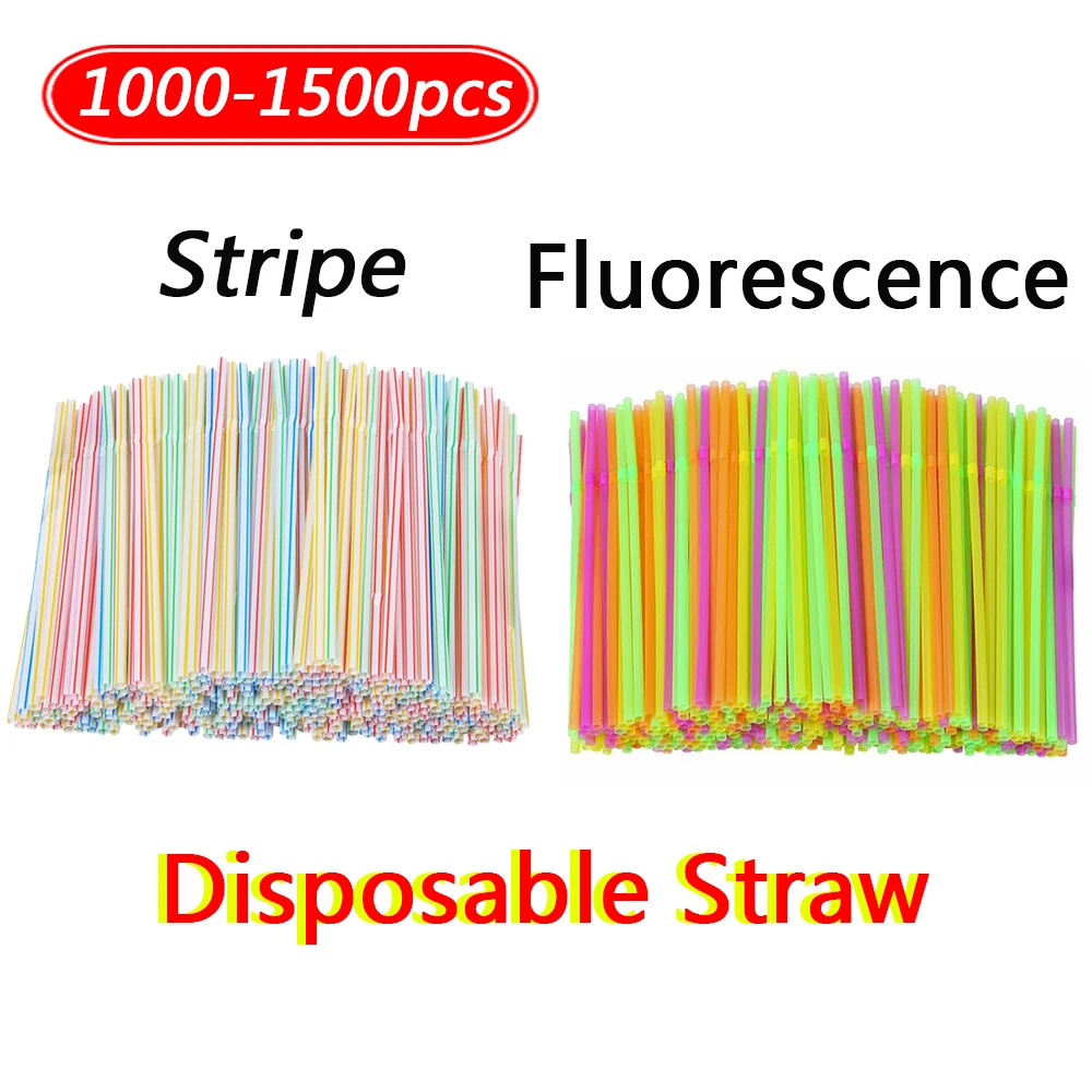 

1000-1500Pcs Disposable Straws Tableware Drink Tube Cocktail Accessories Long Elbow Plastic Straw For Kitchen Beverage Drinks