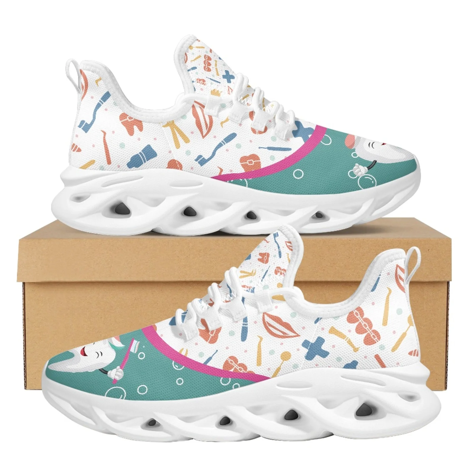 Belidome Women's Funny Dental Shoes Design Sneaker Tooth Dental Fairy Comfortable Running Shoes Mesh Walking Shoe Zapatos Mujer