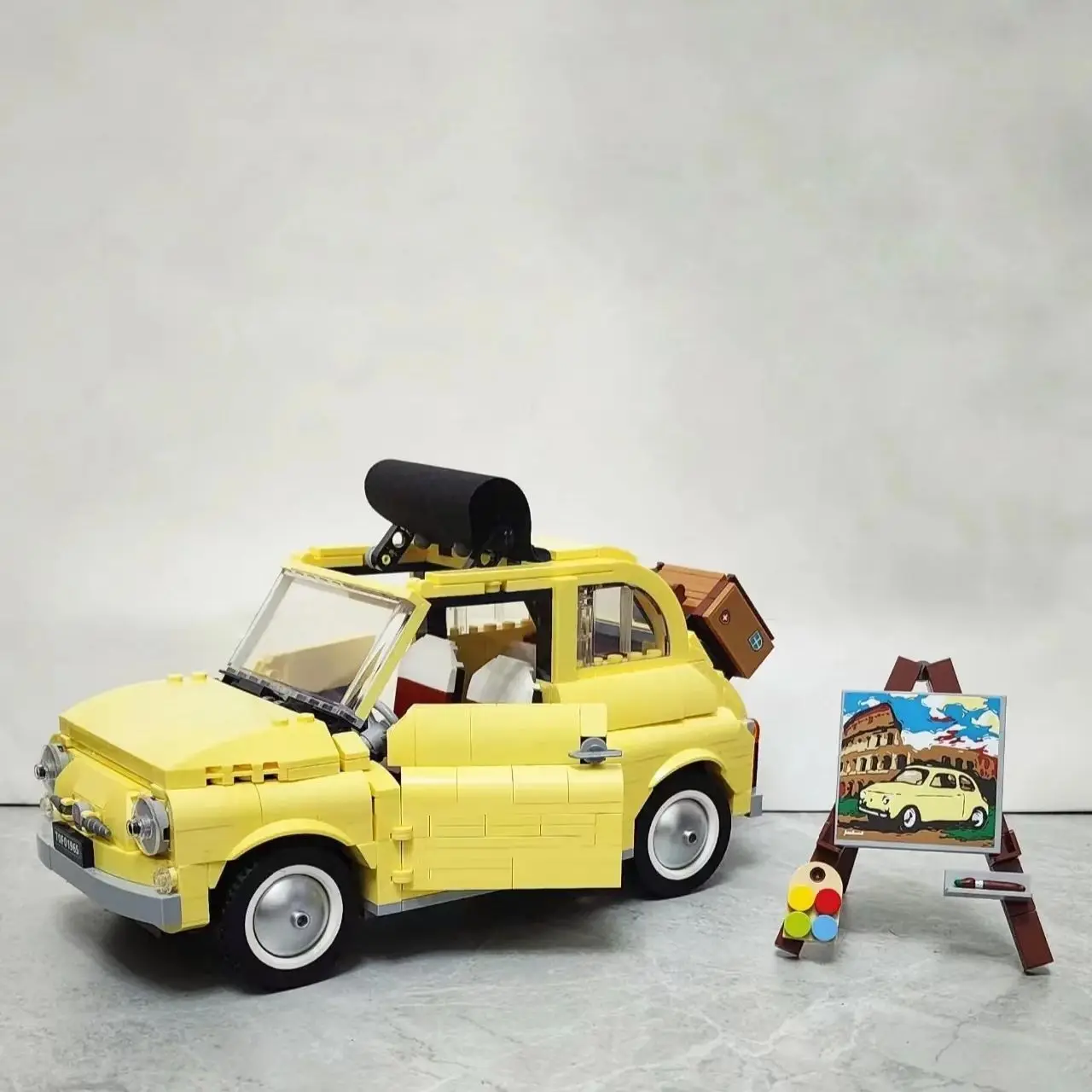 

Fiat 500 Yellow Car Building Blocks Bricks Compatible 10271 77942 Birthday Christmas Gift Automobile Model Toys