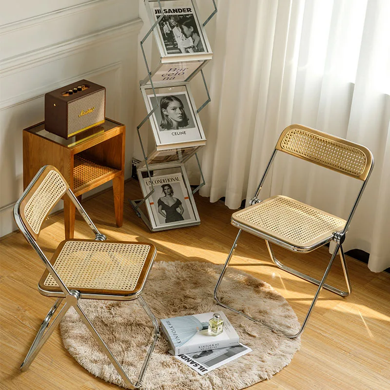 

Стул из ротанга в скандинавском стиле, современные кресла для гостиной из массива дерева, домашняя мебель, портативный обеденный стол, скла...