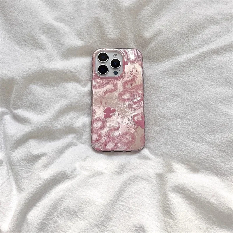 Фото Чехол для телефона Whirlpool с узором IND Pink Fireworks Lucky Cloud Snake для iPhone 11, 12, 13, 14, 15, 16 pro max №2