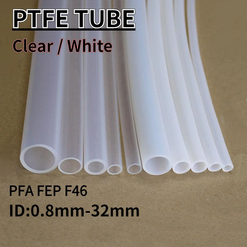 

Прозрачный/белый резиновый шланг из ПТФЭ ID 0,8 1 -32 мм F46 PFA FEP Изолированный шланг жесткая труба устойчивость к коррозии 600 в