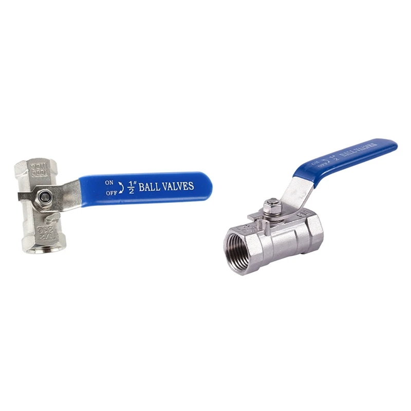 2PCS 1/2Inch Lever Female/Female Ball Valves Long Handle 316 Stainless Steel WOG1000