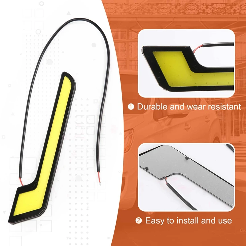 1 пара высокомощных L-образных COB дневных ходовых огней противотуманных фар белый