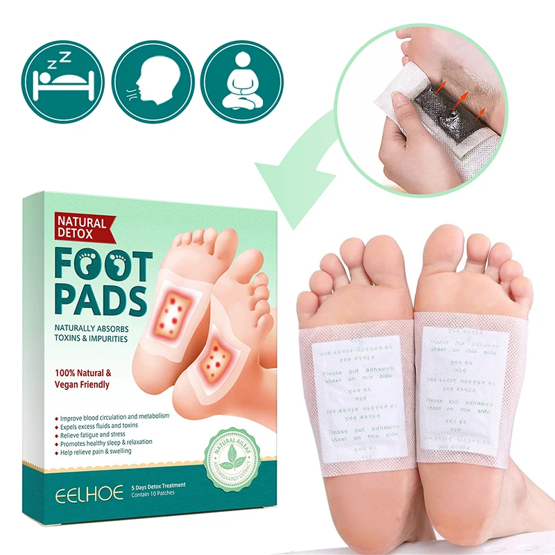

10PCS/lot Ginger Wormwood Detox Foot Patch Bamboo Pads Patches With Adhersive Foot Care Tool Improve Sleep Slimming Foot Sticker