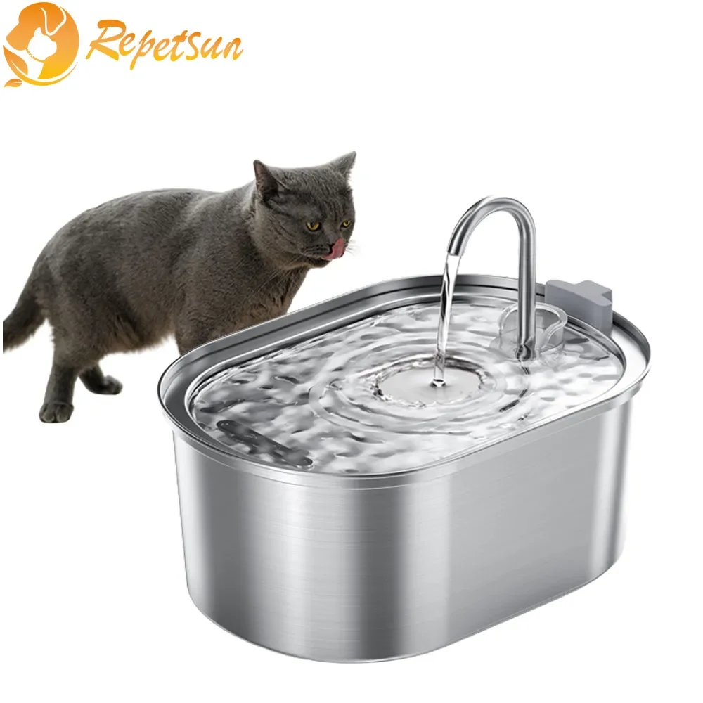 

3.2L Smart Cat Dog Water Dispenser With Faucet Stainless Steel Pet Automatic Water Drinker Filter Motion Sensor Fountain Bowls