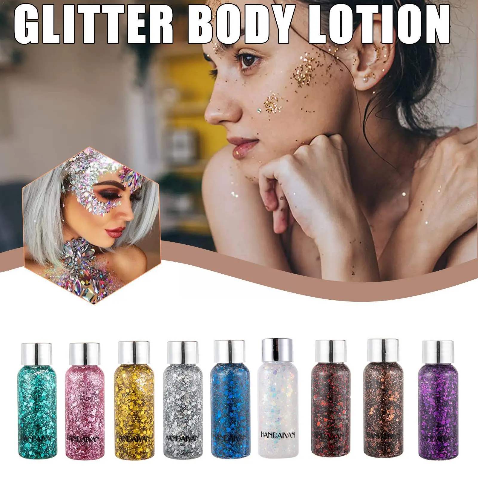 

Mermaid Glitter Eyeshadow Gel Body Face Eye Liquid And Gems Colorful Stage Loose Sequins Performance Nightclub Makeup E9P3