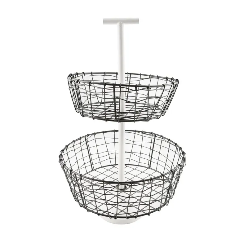 

free shipping Round Black & White Tiered Baskets