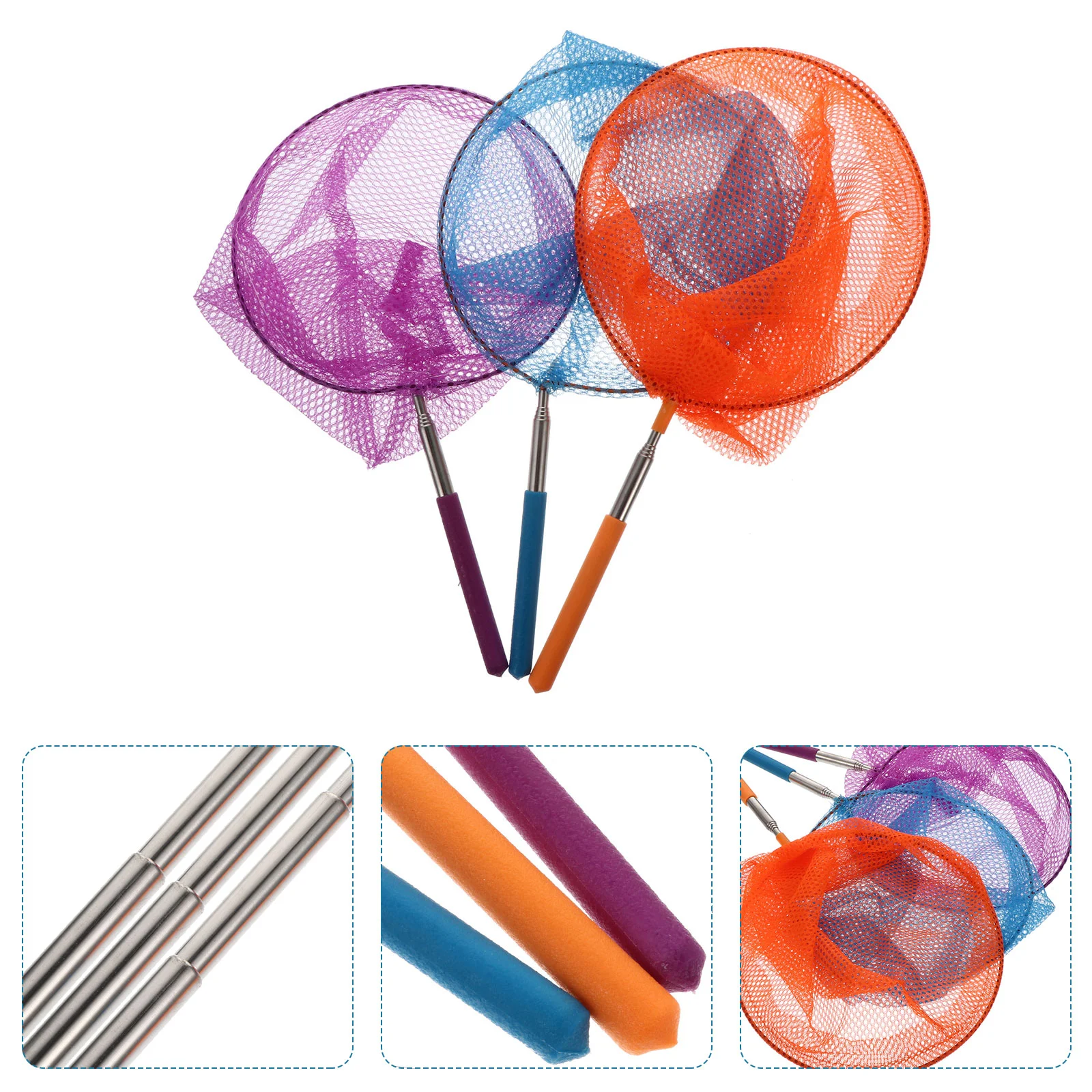 

3pcs Professional Insect Net Butterflies Catching Net Retractable Fishing Net