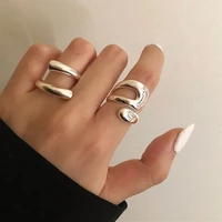 fashion geometric metal open ring temperament is simple and adjustable rings set for women gift