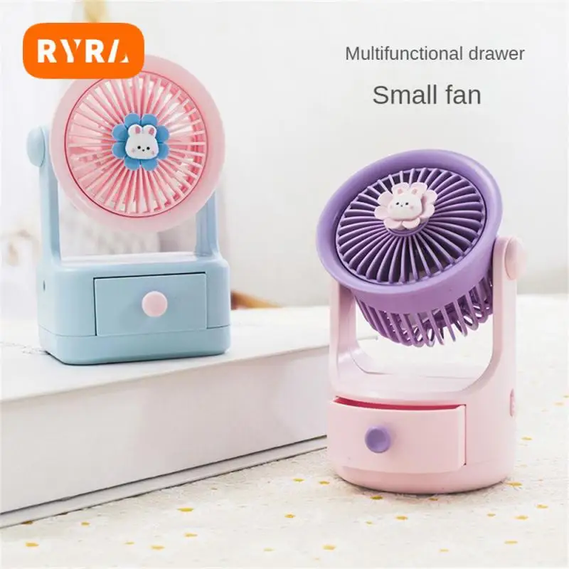 

Children Fan Multicolour Protable Usb Charge Cartoon Angle Adjustable Household Items Candy Fan Flower Mute With Drawer