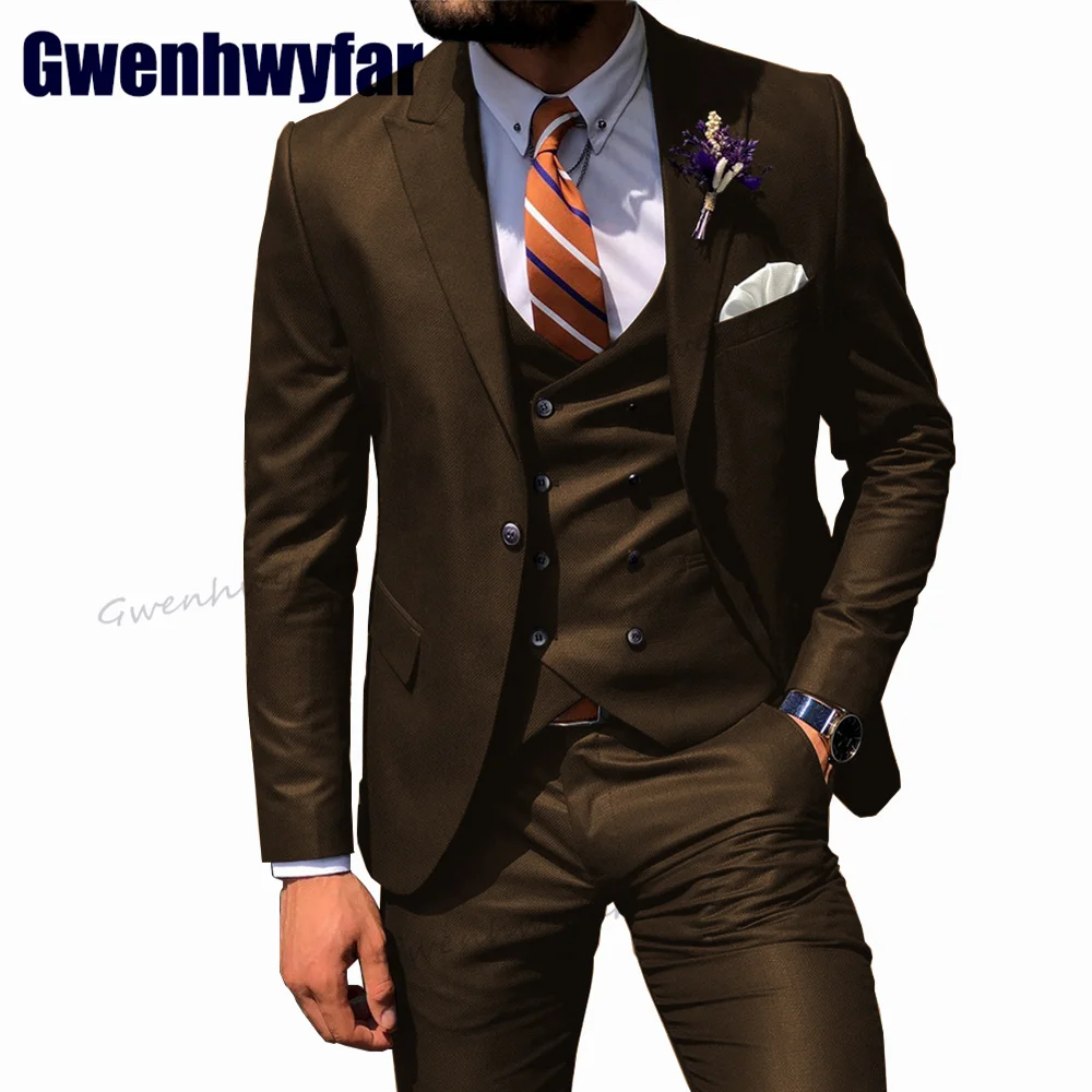 

Gwenhwyfar High Quality Men Suit Wedding Groom 3 Pcs Elegant Blazer Sets 2023 Party Wear Formal Tuxedo Bussiness Costume Homme