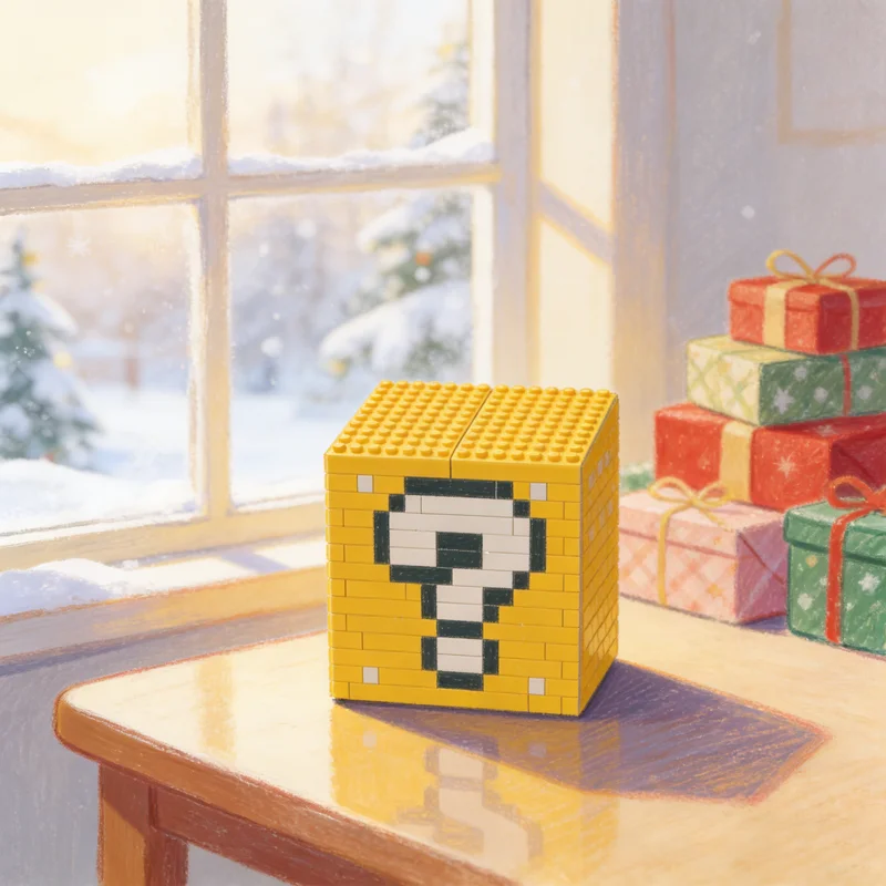 Фото 284 детали MOC: Конструктор «Блок с вопросами» по мотивам Mario, подарок на фестиваль, архитектурные DIY-игрушки, развивающие идеи, креативные конструкторы, обучающие кубики №1