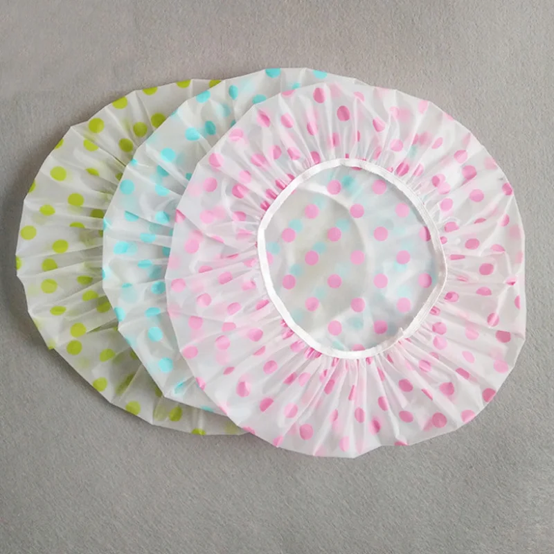 

Elastic Waterproof Shower Cap Portable Shower Cap Colorful Thicken Elastic Bathing Hat Home Bath Cap for Women Hair Salon Caps