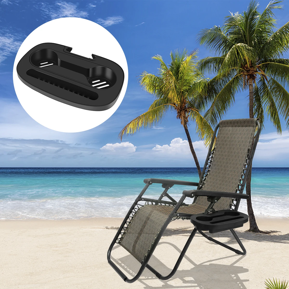 

Gravity Chair Tray Plastic Lounge Chair Cup Holder Foldable Recliner Drink Holder Stable Beach Chair Cup Table Tray with