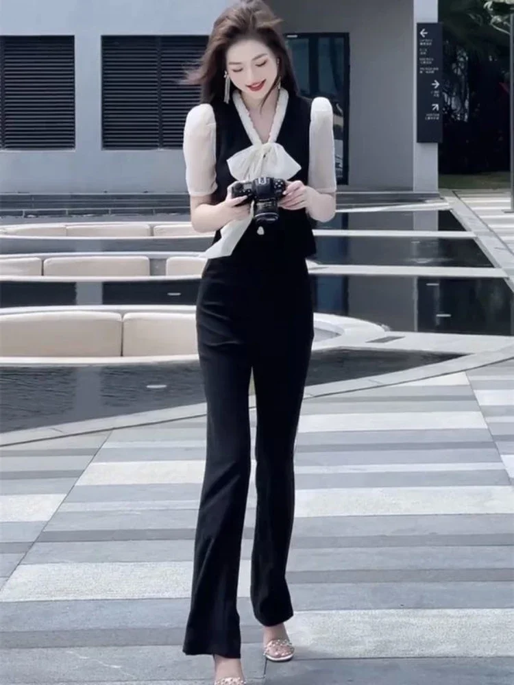 Брюки женские Профессиональный топ и брюки комплекты для женщин из 2 предметов