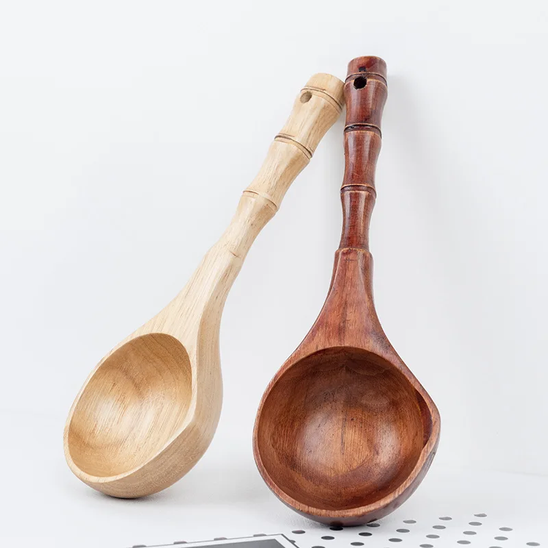 

Varnish Bamboo Water Spoon Wooden Large Soup Spoon Porridge Spoon Scoop Rice Spoon Solid Wood Bamboo Handle Bath Water Ladle