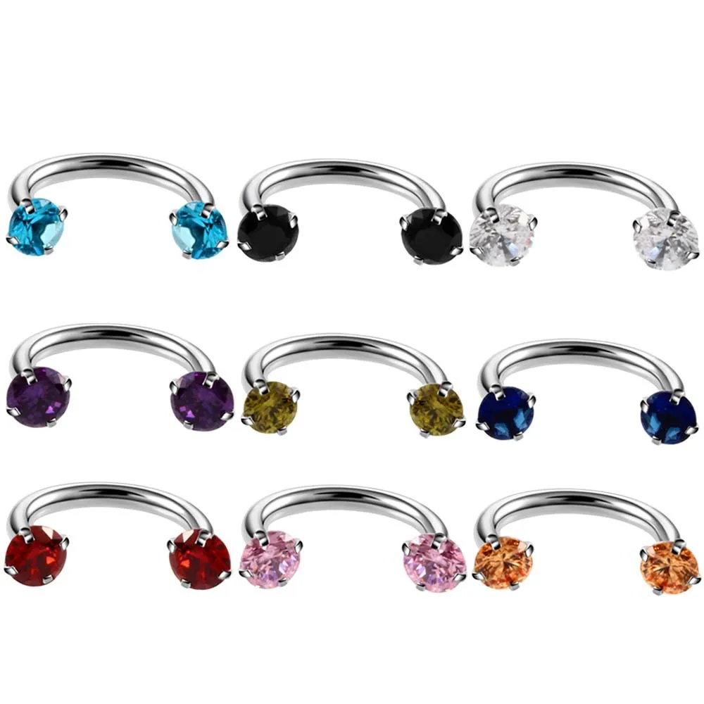

1PC Stainless Steel Nose Rings Cartilage Helix Piercings Horseshoe Ring Zircon Internal Thread Nostril Studs Body Jewelry