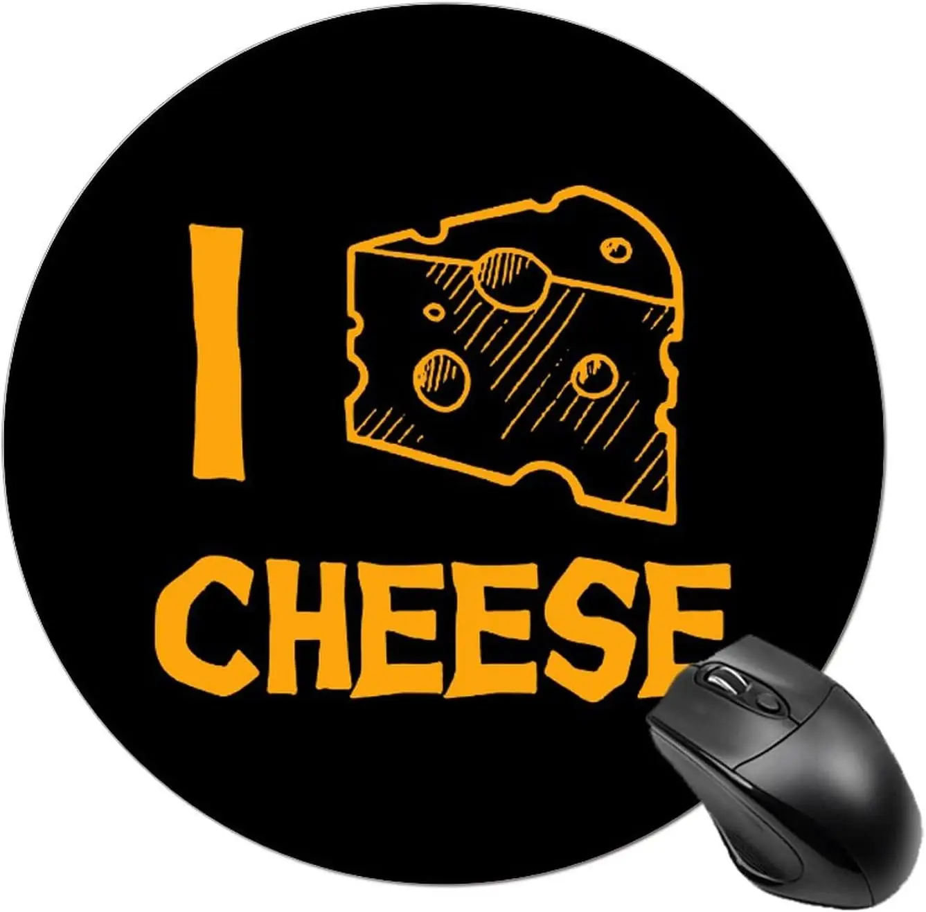 

I Love Cheese Round Mouse Pad Cute with Non-Slip Rubber Base Mousepad Waterproof Mouse Pad for Home Office Laptop Computer
