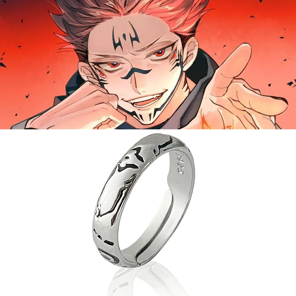 

Anime Jujutsu Kaisen Ring Ryomen Sukuna Itadori Yuji Cosplay Unisex Adjustable Opening Rings Jewelry Prop Accessories Gift