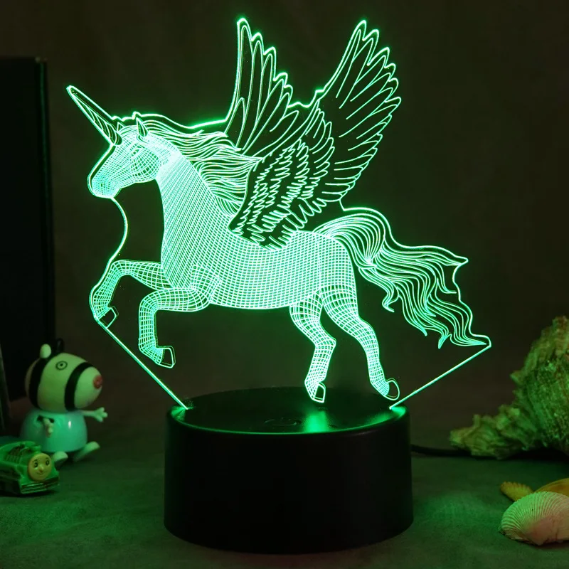 

Ночсветильник с мультяшным единорогом, мультяшная 3D фигурка Пегаса, лампа «Мой маленький пони», декор для комнаты, светильник разноцветный,...