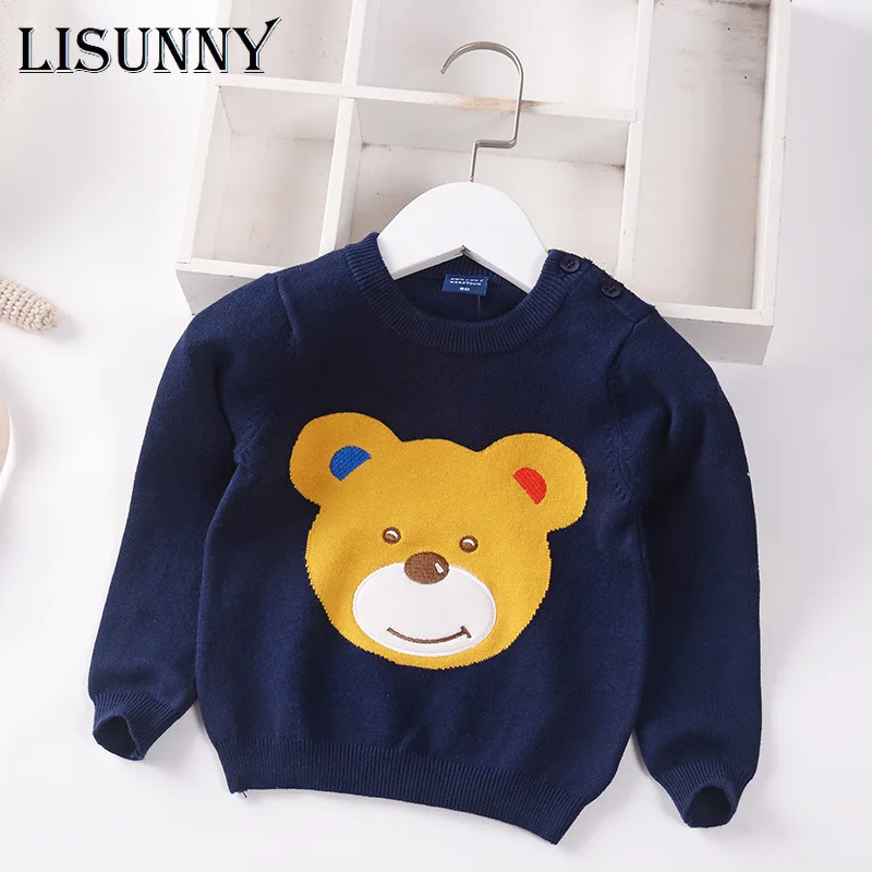 

Kids Sweater Boys Pullover Sweater 2022 Autumn Winter New Children Clothing Cartoon Bear Fashion Cotton Baby Sweater Toddler