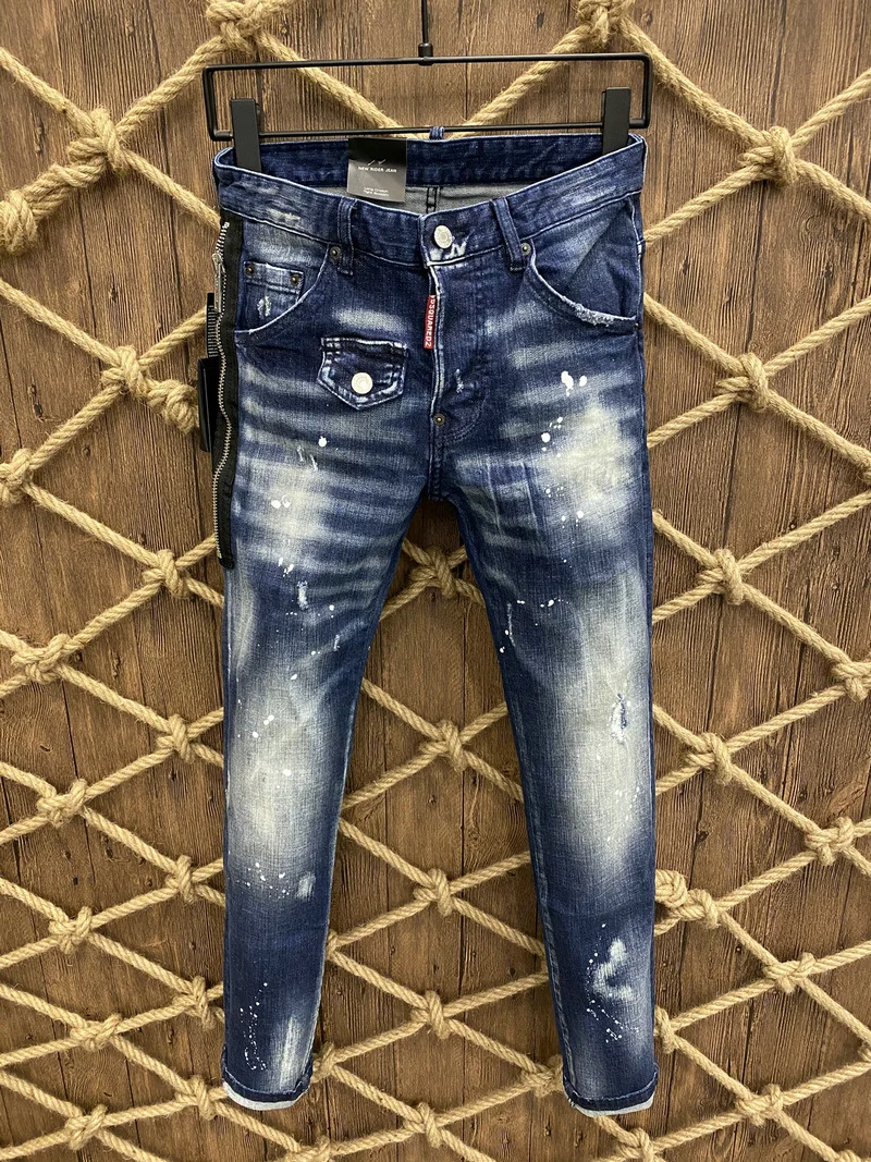 

DSQUARED2 новые мужские/женские джинсы модные потертые патчи эластичные брюки с отверстиями