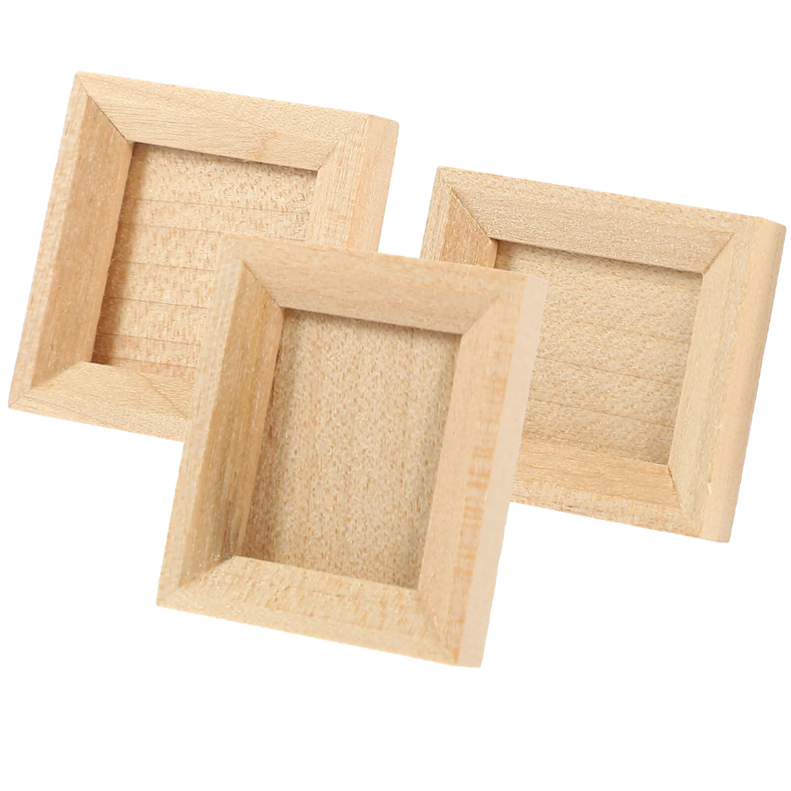 

3 Pcs Dollhouse Photo Frame Wooden Kit Tiny Decorate Picture Moulding Frames Crafts Miniature Unfinished