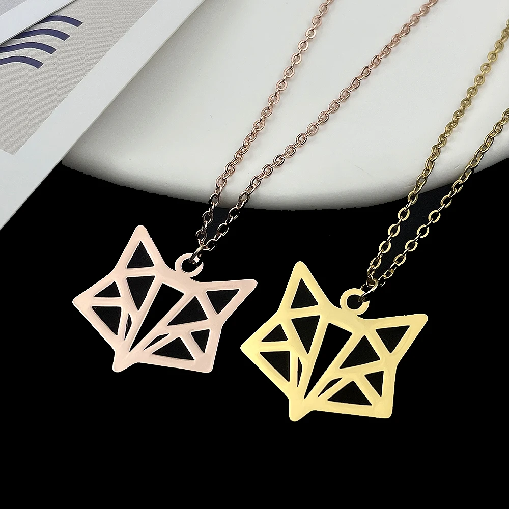 

Stainless Steel Necklaces Hollow Fox Head Pendant Choker Necklace for Women Men Animal Fashion Necklaces Jewelry Party Gift