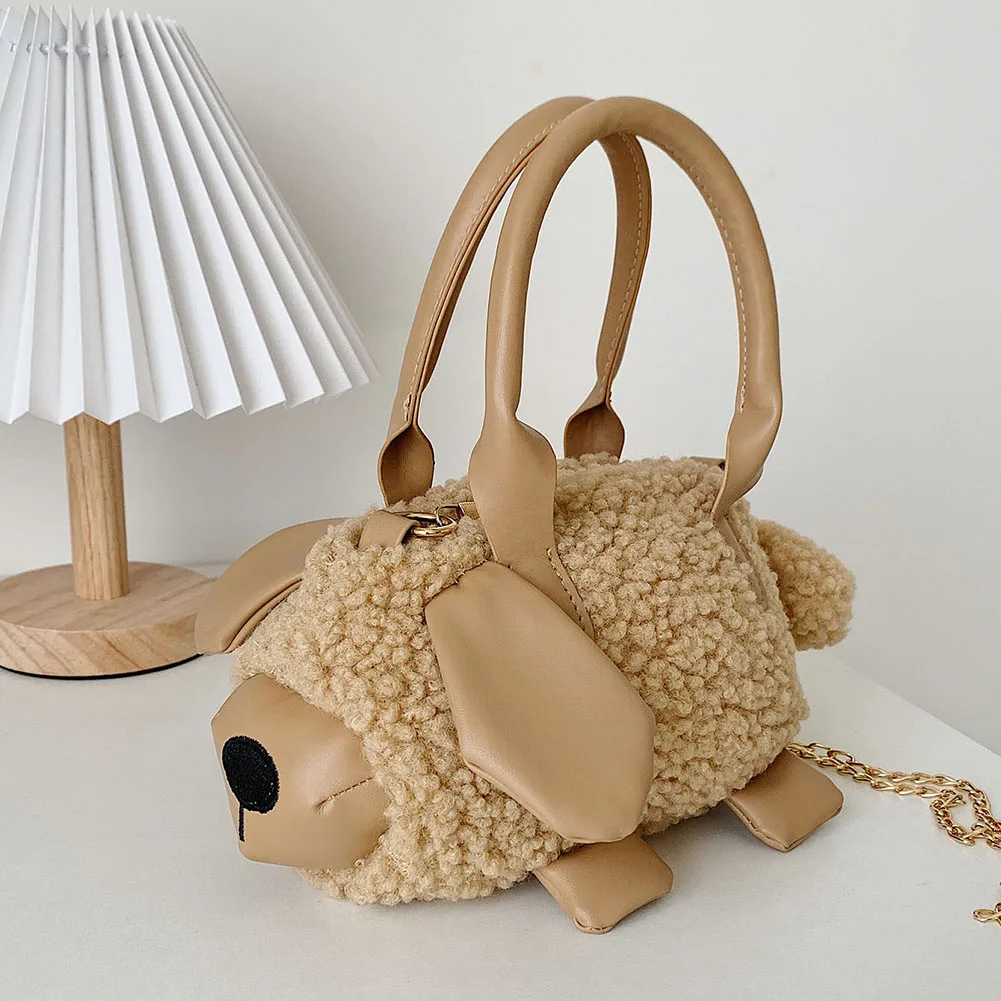 

Милые Мультяшные 3D сумки через плечо в форме ягненка для детей девочек, плюшевые меховые маленькие сумки через плечо, модные женские сумки-м...