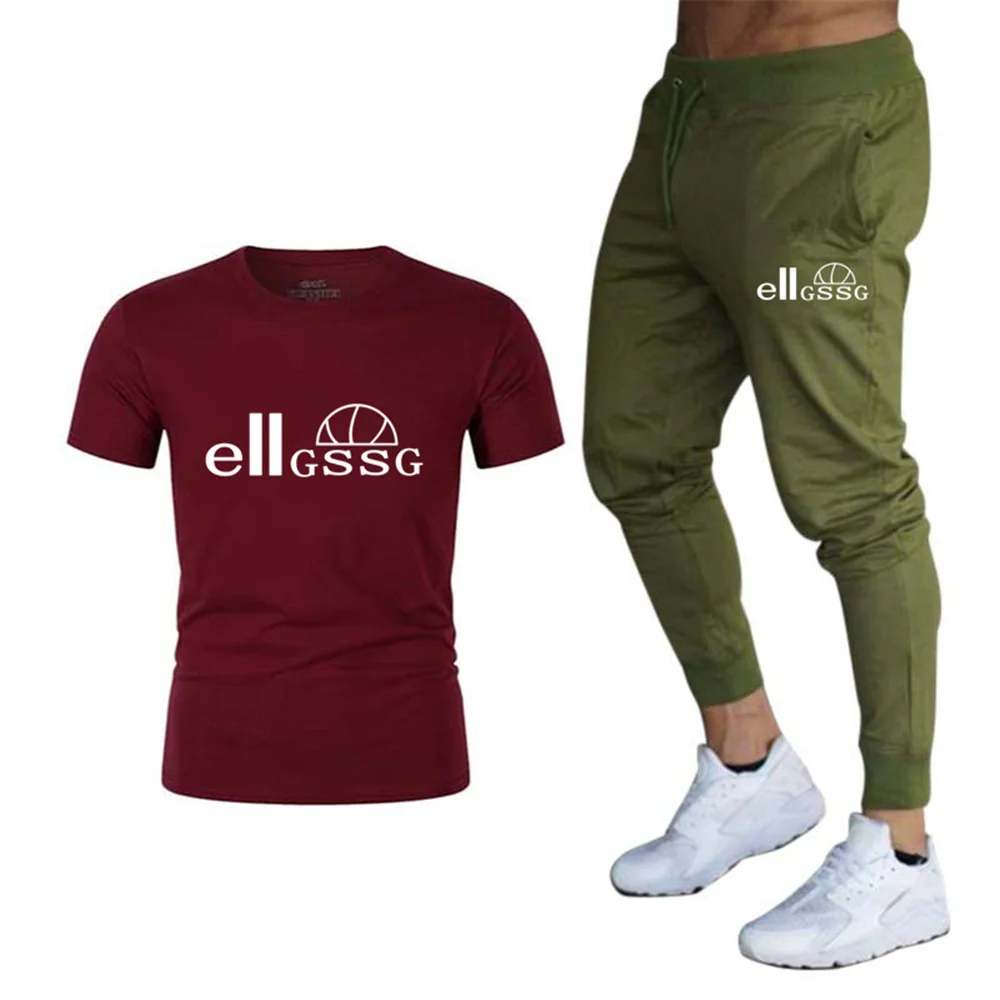 2022 hot sale high quality cotton t shirt summer pants casual suit brand fitness jogging pants t shirt fashion mens top free global shipping
