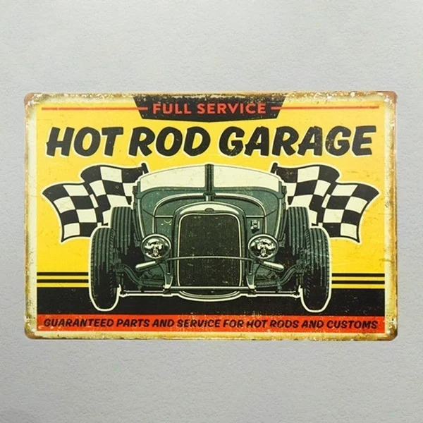 

Full Service Hot Rod Garage Metal Tin Sign Poster Plaque Home Bar Pub Decor(Visit Our Store, More Products!!!)
